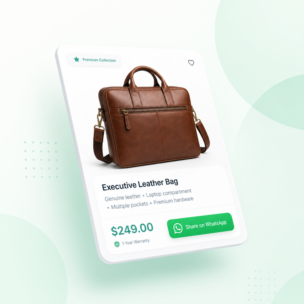 WooCommerce catalog card shared on WhatsApp